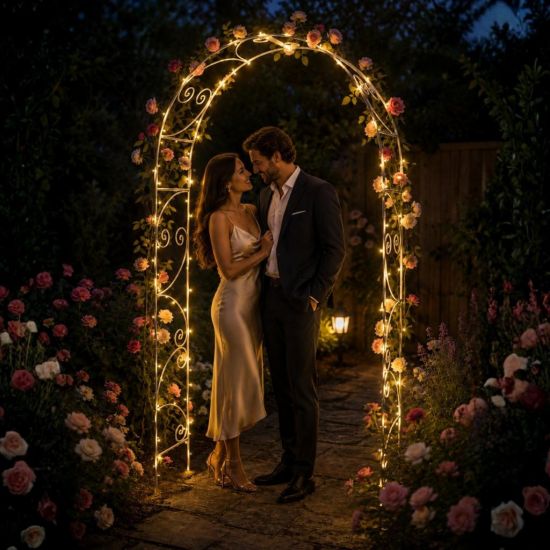 DanDiBo Rose Arch Metal Stable Galvanized 120 cm Wide Climbing Arch 96518 Garden Arch Gateway Round Arch Plant Arch Solid Hot-Dip Galvanized Garden Weatherproof Wrought Iron