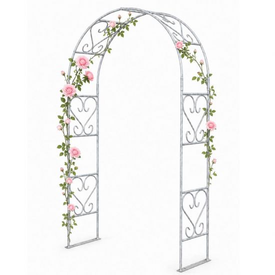DanDiBo Rose Arch Made of Metal, Stable Galvanized, 120 cm Wide, Climbing Arch 96521, Garden Arch, Archway, Round Arch, Plant Arch, Solid Hot-Dip Galvanized Garden Metal, Weatherproof Solid Iron