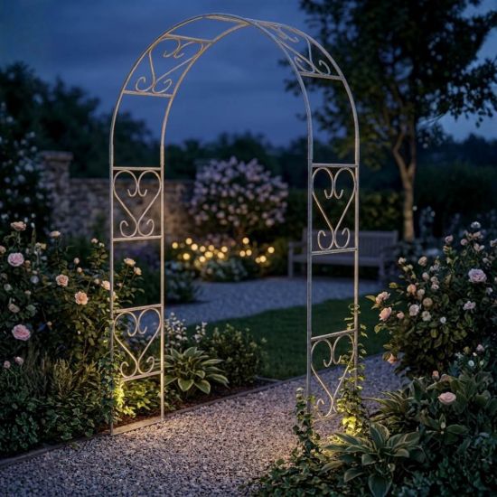 DanDiBo Rose Arch Made of Metal, Stable Galvanized, 120 cm Wide, Climbing Arch 96521, Garden Arch, Archway, Round Arch, Plant Arch, Solid Hot-Dip Galvanized Garden Metal, Weatherproof Solid Iron