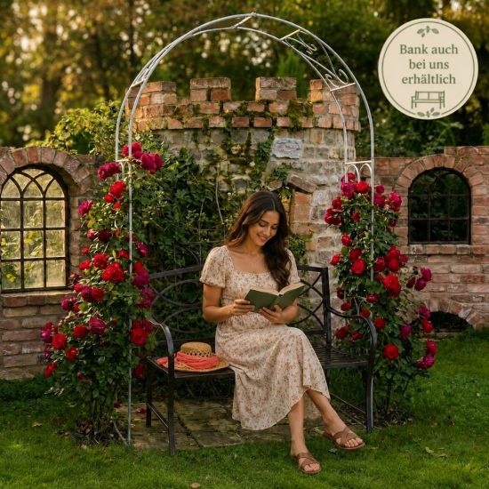 DanDiBo Rose Arch Made of Metal, Stable Galvanized, 120 cm Wide, Climbing Arch 96521, Garden Arch, Archway, Round Arch, Plant Arch, Solid Hot-Dip Galvanized Garden Metal, Weatherproof Solid Iron