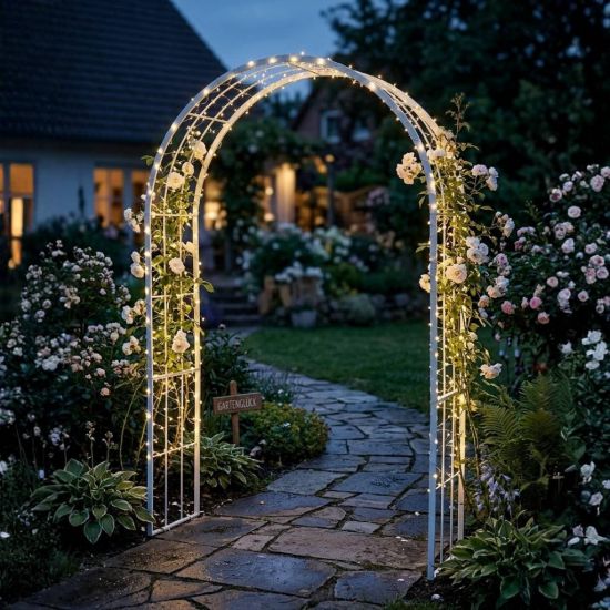 DanDiBo Rosenbogen aus Metall Stabil Verzinkt 140 cm Rankbogen 96519 Gartenbogen Torbogen Rundbogen Pflanzbogen Massiv Feuerverzinkt Garten Wetterfest Volleisen