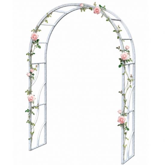 DanDiBo Metal Rose Arch Stable Galvanized 150 cm Wide Climbing Arch 96516 Garden Arch Gateway Round Arch Plant Arch Solid Hot-Dip Galvanized Garden Weatherproof Solid Iron