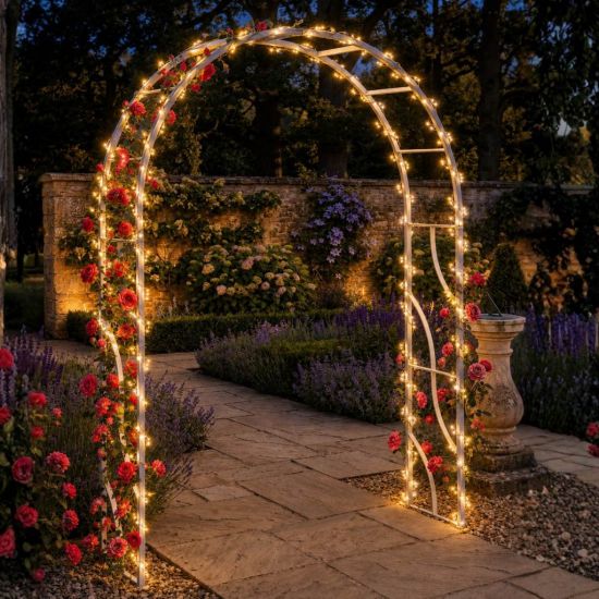 DanDiBo Metal Rose Arch Stable Galvanized 150 cm Wide Climbing Arch 96516 Garden Arch Gateway Round Arch Plant Arch Solid Hot-Dip Galvanized Garden Weatherproof Solid Iron