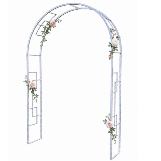 DanDiBo Metal Rose Arch Stable Galvanized 150 cm Wide Trellis Arch 96524 Garden Arch Gate Arch Round Arch Plant Arch Solid Hot-Dip Galvanized Garden Weatherproof Solid Iron