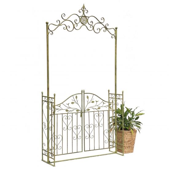 DanDiBo Metal Rose Arch with Gate, Sturdy, 130 cm Wide, Climbing Plant Arch 93997, Garden Arch, Gate Arch, Round Arch, Heavy-Duty, Weather-Resistant