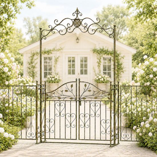 DanDiBo Metal Rose Arch with Gate, Sturdy, 130 cm Wide, Climbing Plant Arch 93997, Garden Arch, Gate Arch, Round Arch, Heavy-Duty, Weather-Resistant
