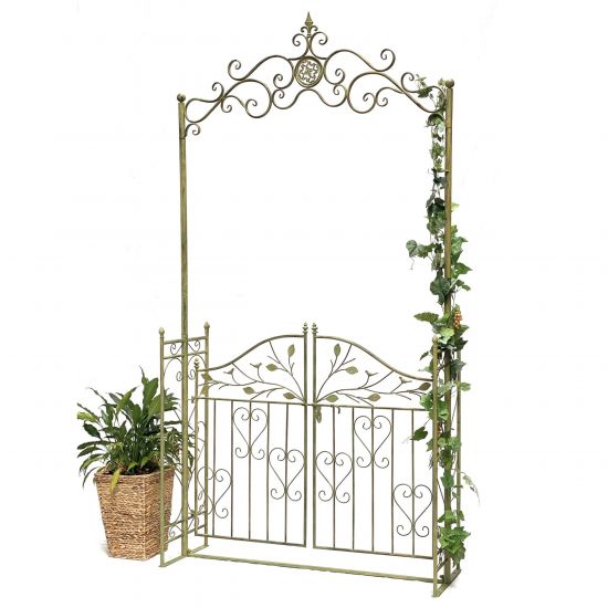 DanDiBo Metal Rose Arch with Gate, Sturdy, 130 cm Wide, Climbing Plant Arch 93997, Garden Arch, Gate Arch, Round Arch, Heavy-Duty, Weather-Resistant
