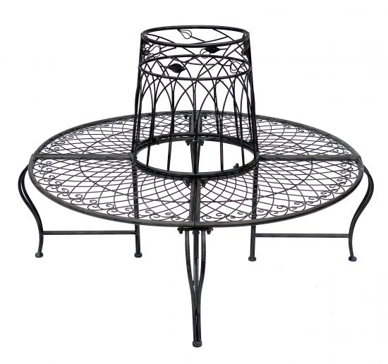 DanDiBo Rundbank Metall Wetterfest Braun Ø 130 cm Baumbank 96003 Gartenbank Parkbank Eisenbank