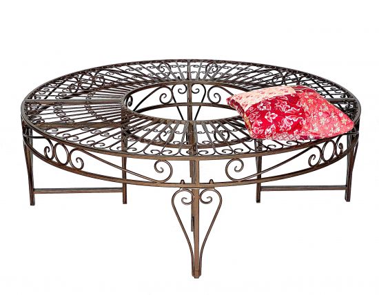 DanDiBo round bench metal weatherproof brown ? 135 cm tree bench 96188 garden bench park bench seat