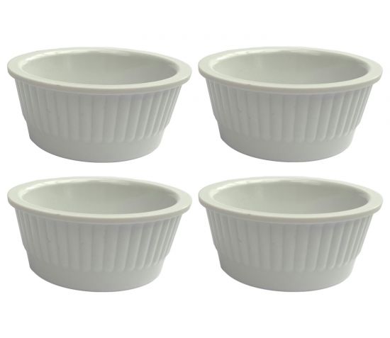 4x Sauce Bowls Set Snack Bowls White Dip Bowl Round Melamine Bowls 750