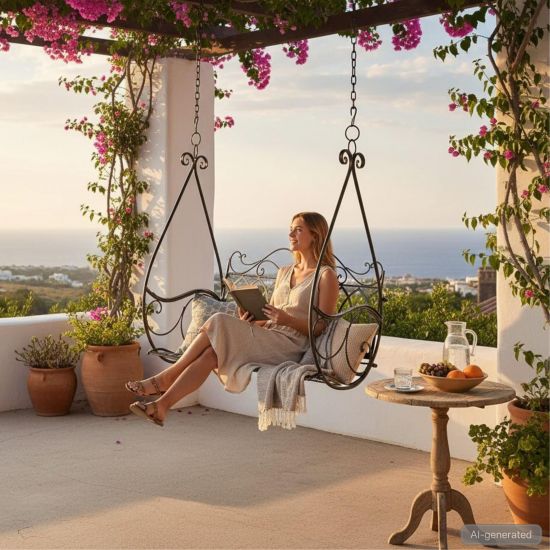 DanDiBo Outdoor Hanging Swing Bench for 2 People, Garden Swing without Frame, Model 1868, Metal Hanging Bench with Chain, Weather-Resistant