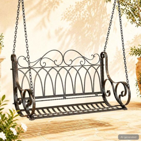 DanDiBo Schaukelbank Outdoor zum Hängen 2 Sitzer Hollywoodschaukel ohne Gestell 18688 Garden Swing Hängebank Metall mit Kette Gartenschaukel Wetterfest
