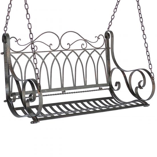 DanDiBo Schaukelbank Outdoor zum Hängen 2 Sitzer Hollywoodschaukel ohne Gestell 18688 Garden Swing Hängebank Metall mit Kette Gartenschaukel Wetterfest