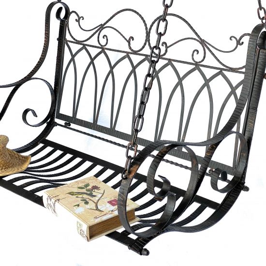 DanDiBo Schaukelbank Outdoor zum Hängen 2 Sitzer Hollywoodschaukel ohne Gestell 18688 Garden Swing Hängebank Metall mit Kette Gartenschaukel Wetterfest
