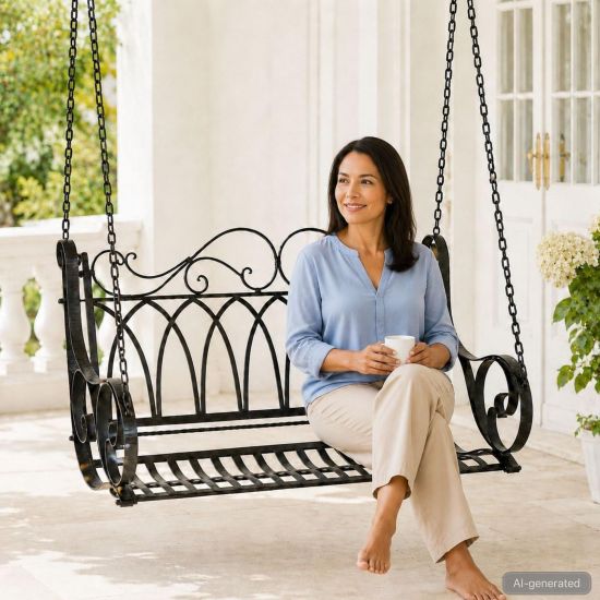 DanDiBo Schaukelbank Outdoor zum Hängen 2 Sitzer Hollywoodschaukel ohne Gestell 18688 Garden Swing Hängebank Metall mit Kette Gartenschaukel Wetterfest