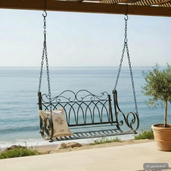 DanDiBo Schaukelbank Outdoor zum Hängen 2 Sitzer Hollywoodschaukel ohne Gestell 18688 Garden Swing Hängebank Metall mit Kette Gartenschaukel Wetterfest