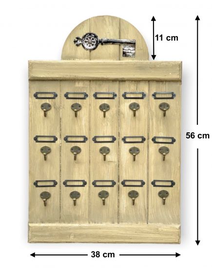 DanDiBo Schlüsselbrett Holz Vintage Wand Hakenleiste mit 15 Haken Braun 96210 Schlüsselhalter Schlüsselleiste Schlüsselboard