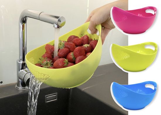 Schüssel mit Sieb Pink Kunststoff 521 Nudelsieb Küchensieb Waschschüssel Abtropfsieb Salatschüssel Spülmaschinenfest