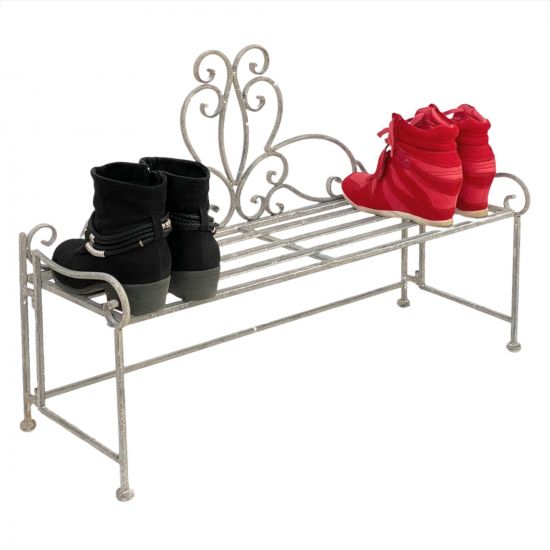 DanDiBo Schuhregal Schmal Metall Schuhablage für 8 Paar Schuhe Regal 72 cm Schuhschrank 96170 Silber Schuhaufbewahrung