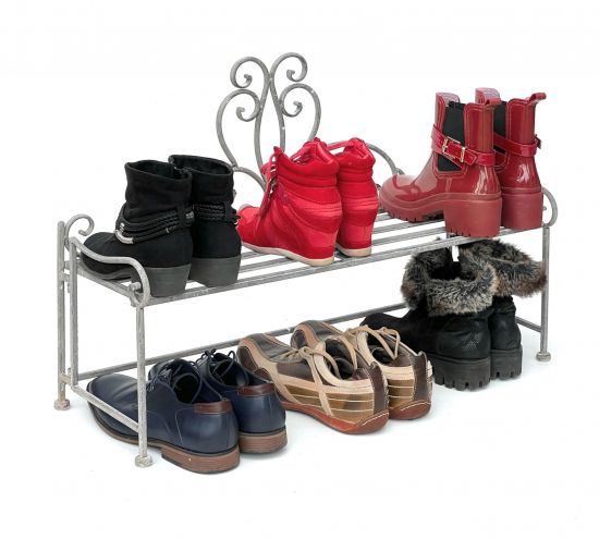 DanDiBo Schuhregal Schmal Metall Schuhablage für 8 Paar Schuhe Regal 72 cm Schuhschrank 96170 Silber Schuhaufbewahrung