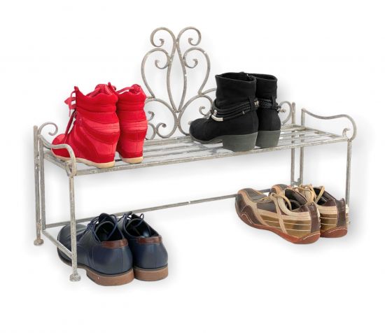 DanDiBo Schuhregal Schmal Metall Schuhablage für 8 Paar Schuhe Regal 72 cm Schuhschrank 96170 Silber Schuhaufbewahrung
