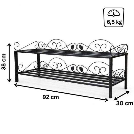 Preview: DanDiBo Schuhregal Schmal Platzsparend Schuhschrank 92cm 21236 Mi-2 Metall Schwarz Klein Shoe Rack Schuh Regal Schuhorganizer