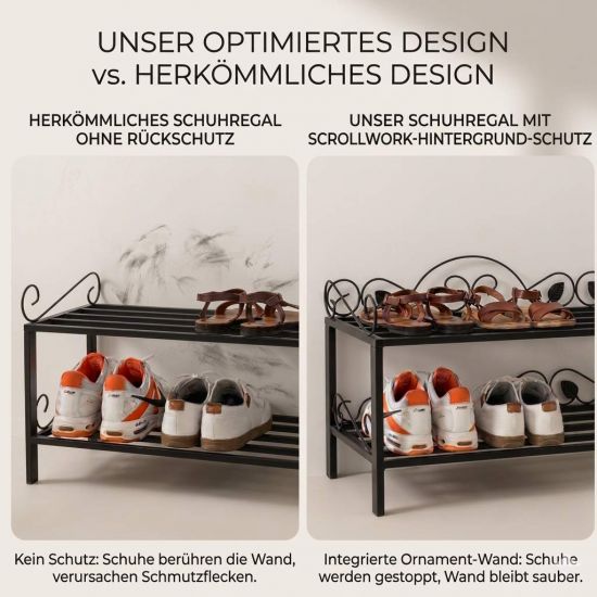 Preview: DanDiBo Schuhregal Schmal Platzsparend Schuhschrank 92cm 21236 Mi-2 Metall Schwarz Klein Shoe Rack Schuh Regal Schuhorganizer