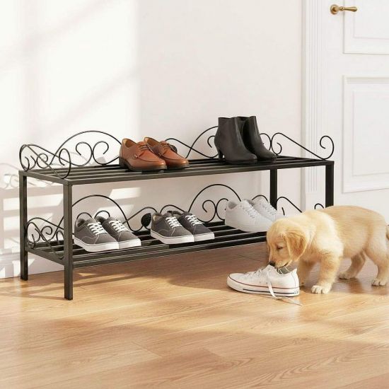 DanDiBo Schuhregal Schmal Platzsparend Schuhschrank 92cm 21236 Mi-2 Metall Schwarz Klein Shoe Rack Schuh Regal Schuhorganizer