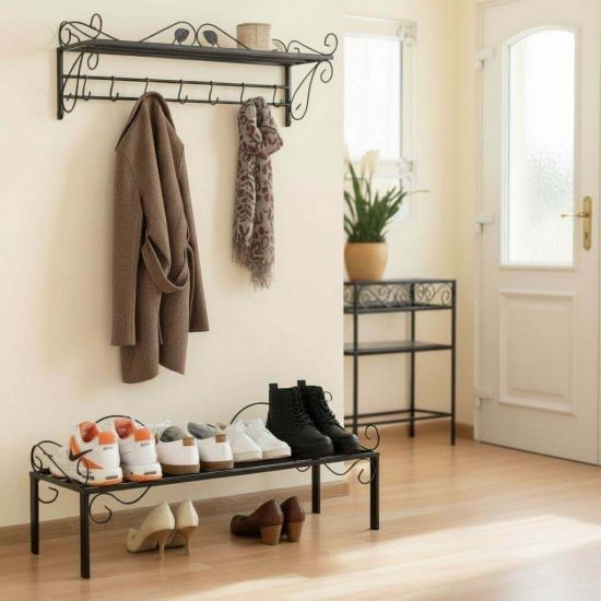 DanDiBo Schuhregal Schmal Platzsparend Schuhschrank 92cm 21237 Mi-1 Metall Schwarz Klein Shoe Rack Schuh Regal Schuhorganizer