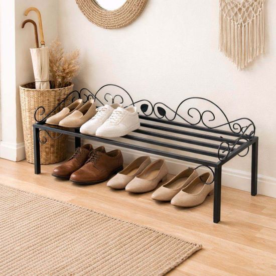 Preview: DanDiBo Schuhregal Schmal Platzsparend Schuhschrank 92cm 21237 Mi-1 Metall Schwarz Klein Shoe Rack Schuh Regal Schuhorganizer