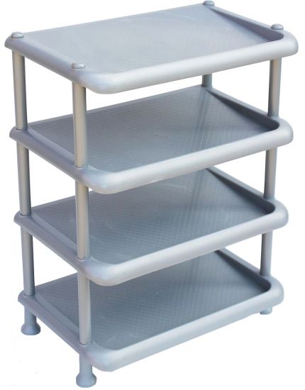 DanDiBo shoe rack plastic 93873 Stackable shoe rack Open shoe rack with 4 levels Grey shoe cabinet
