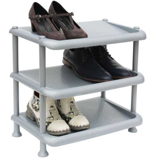 DanDiBo Schuhregal Kunststoff Stapelbar Schuhablage Offen Schuhständer mit 4 Ebenen Braun Schuhschrank