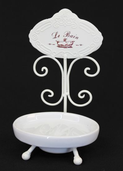 Seifenhalter aus Keramik mit Metallgestell "Le Bain“ Seifenschale 21 cm Landhaus