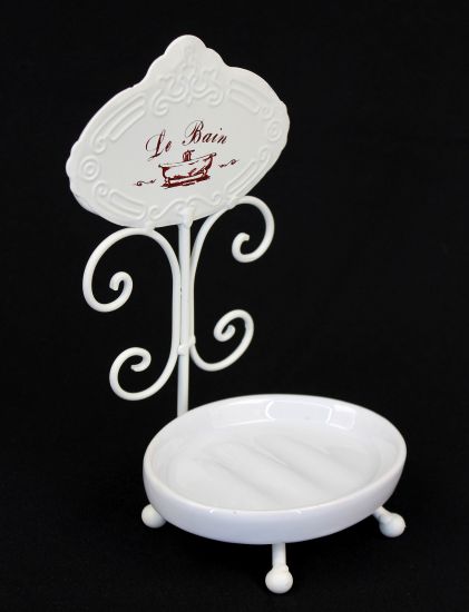 Seifenhalter aus Keramik mit Metallgestell "Le Bain“ Seifenschale 21 cm Landhaus