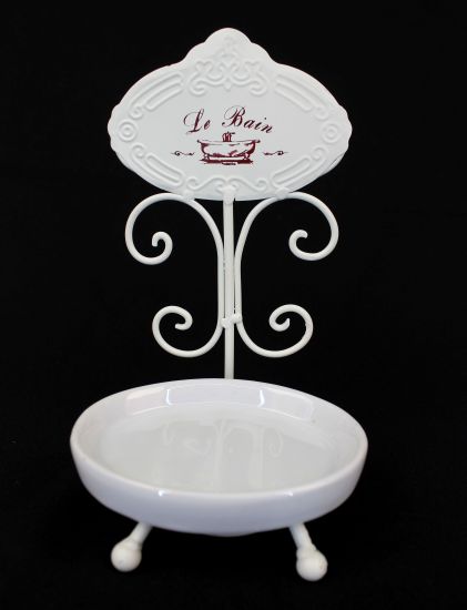 Seifenhalter aus Keramik mit Metallgestell "Le Bain“ Seifenschale 21 cm Landhaus
