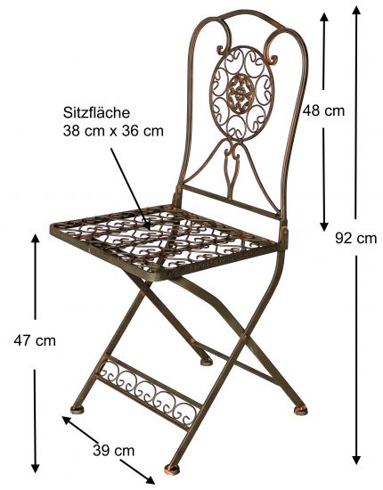 DanDiBo Sitzgruppe Eisen Garten Antik Bistroset Tecla Bistrotisch mit 2 Stühlen klappbar Metall Gartentisch