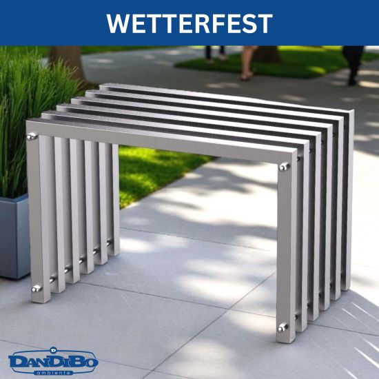 DanDiBo Sitzhocker Edelstahl Modern Wetterfest Metall Massiv 96643 Sitzbank 60 cm Outdoor Garten Hocker Lamellenbank Lamellenhocker