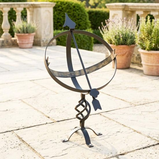 DanDiBo Sonnenuhr Garten Groß Gartenuhr Wetterfest Outdoor Metall Schwarz Schmiedeeisen Deko Wetterfest 70 cm Uhr Deko