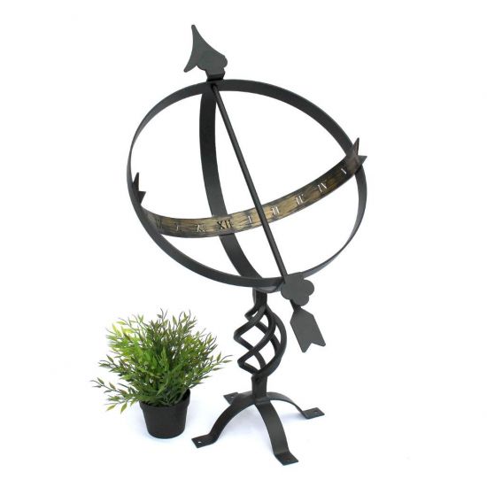 DanDiBo Sonnenuhr Garten Groß Gartenuhr Wetterfest Outdoor Metall Schwarz Schmiedeeisen Deko Wetterfest 70 cm Uhr Deko
