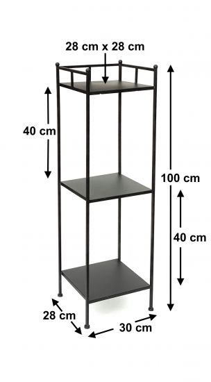 DanDiBo Standregal Schwarz Metall mit 3 Ebenen 100 cm Küche Regal Stehend Küchenregal Schmal 96123 Metallregal Regal Eisen
