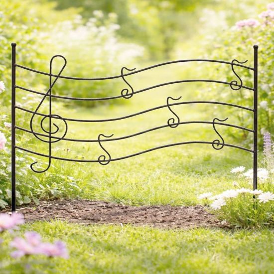 Preview: DanDiBo Garden Fence 50 cm Height 80 cm Width Metal Pond Fence Fence Panels Mobile Fence Melody Black Trellis Plant Support