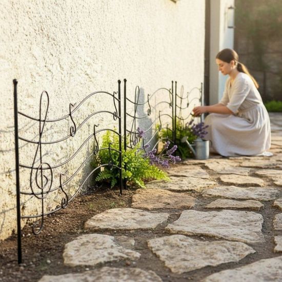 DanDiBo Garden Fence 50 cm Height 80 cm Width Metal Pond Fence Fence Panels Mobile Fence Melody Black Trellis Plant Support