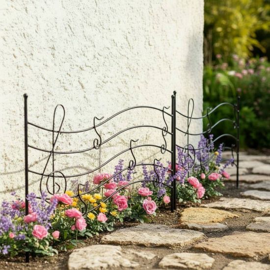 DanDiBo Garden Fence 50 cm Height 80 cm Width Metal Pond Fence Fence Panels Mobile Fence Melody Black Trellis Plant Support