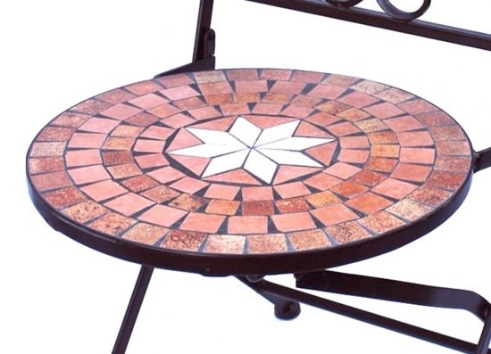 DanDiBo garden chair metal mosaic Merano chair 12002 H-95 cm metal chair Mediterranean weatherproof bistro chair garden furniture folding chair with natural stone