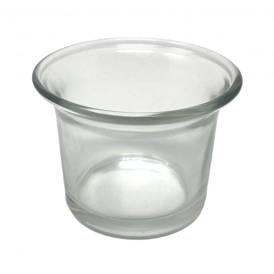 1x Teelichtgläser Teelichthalter Glas Teelichtglas Klar geschwungen 4,5 cm hoch Kerzenhalter