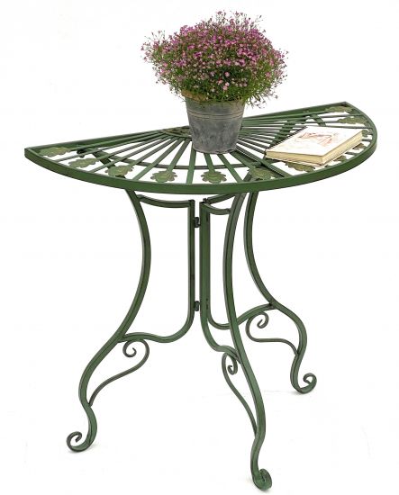 Tisch Halbrund Wandtisch 93995 Beistelltisch Metall 80 cm Gartentisch Halbtisch Halbrundtisch Wandkonsole Konsole Wand
