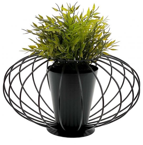 DanDiBo Tischdeko Wohnzimmer Pflanzgefäß Metall Schwarz Matt Rund Ø 36 cm Blumenständer KW442 Blumenschale Modern Pflanzenständer Pflanzenvase Vintage