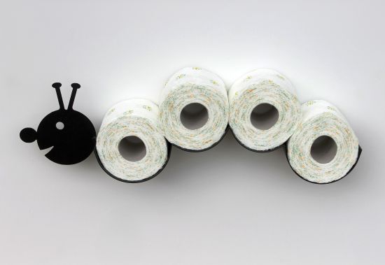 DanDiBo Toilettenpapierhalter Raupe WC Ersatzrollenhalter Wandmontage Schwarz Metall Papierhalter Rollenhalter