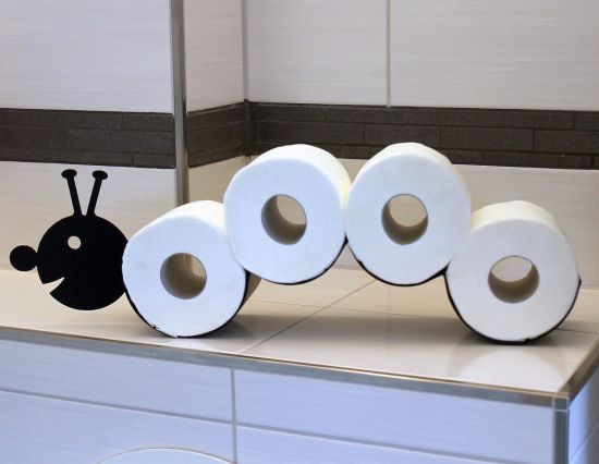 DanDiBo Toilettenpapierhalter Raupe WC Ersatzrollenhalter Wandmontage Schwarz Metall Papierhalter Rollenhalter