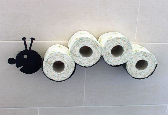 DanDiBo Toilettenpapierhalter Raupe WC Ersatzrollenhalter Wandmontage Schwarz Metall Papierhalter Rollenhalter